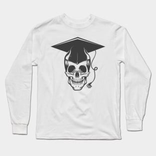 Human skull in Bachelor graduation cap Long Sleeve T-Shirt